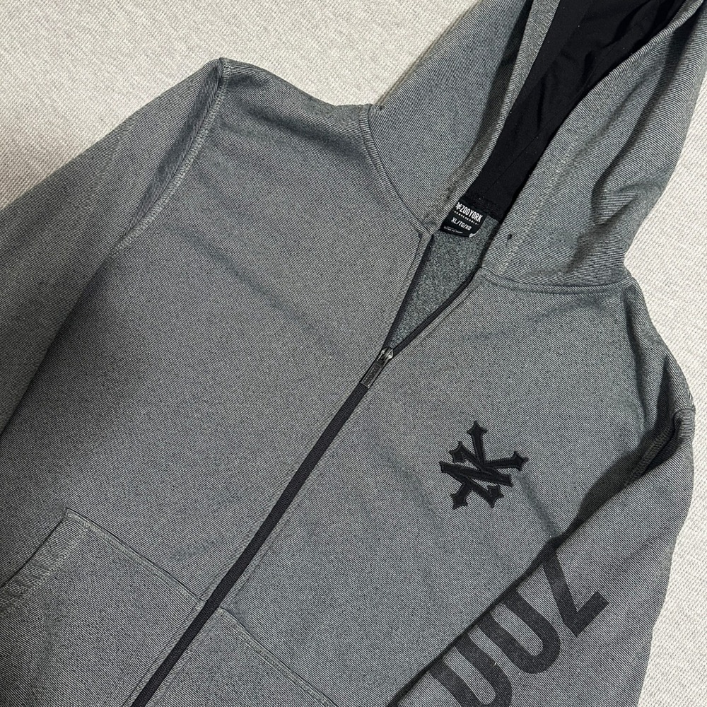 Y2K Zoo York Unbreakable Full Zip Hoodie Gray Black Skate Streetwear Mens XL